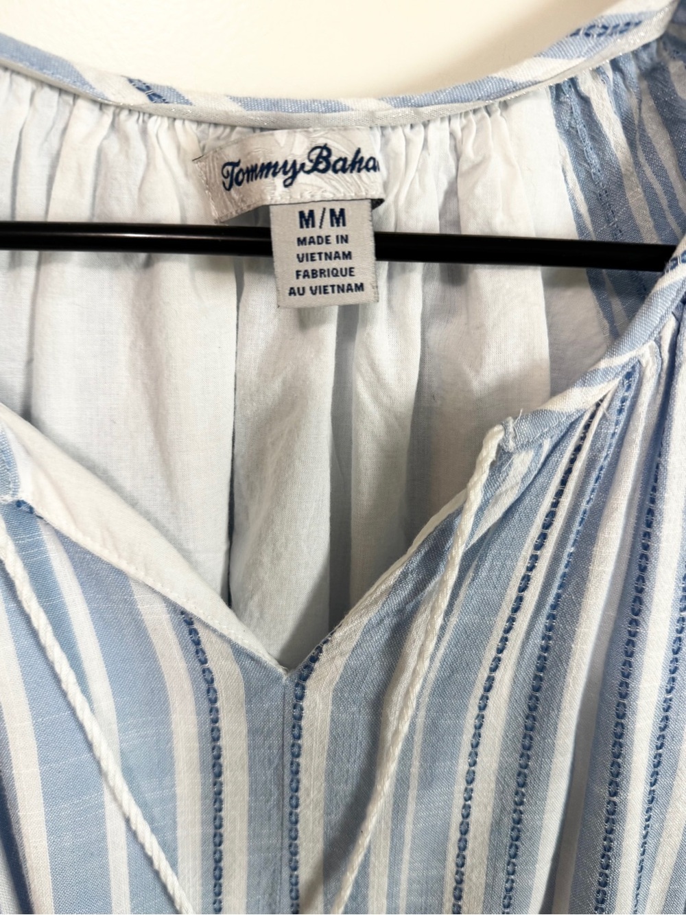 Tommy Bahama Blue Striped Tiered Dress Lace Trim Resort Cover-Up M - Picture 4 of 12